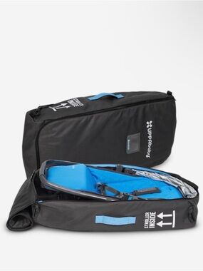 Compact Black Travel Case with Blue Interior for Strollers